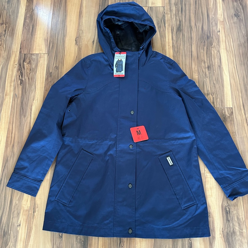 Hunter Women’s Dark Blue Jacket with Pocket Detail, Weather Gear, Size Medium